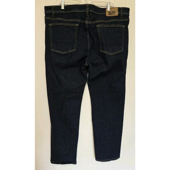 Orvis Five Pocket Jeans Mens 44x32 Straight Dark Blue Denim - Picture 2 of 7